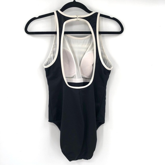 MIRACLESUIT High Scoop Neck Striped One Piece Swimsuit Black White Open Back 12 - Picture 4 of 9